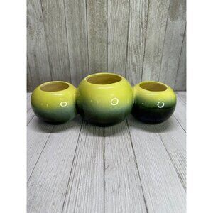 Vintage Hull Pottery Three Lobe Orb Planter Vase Ombre Green #106 9'' Long
